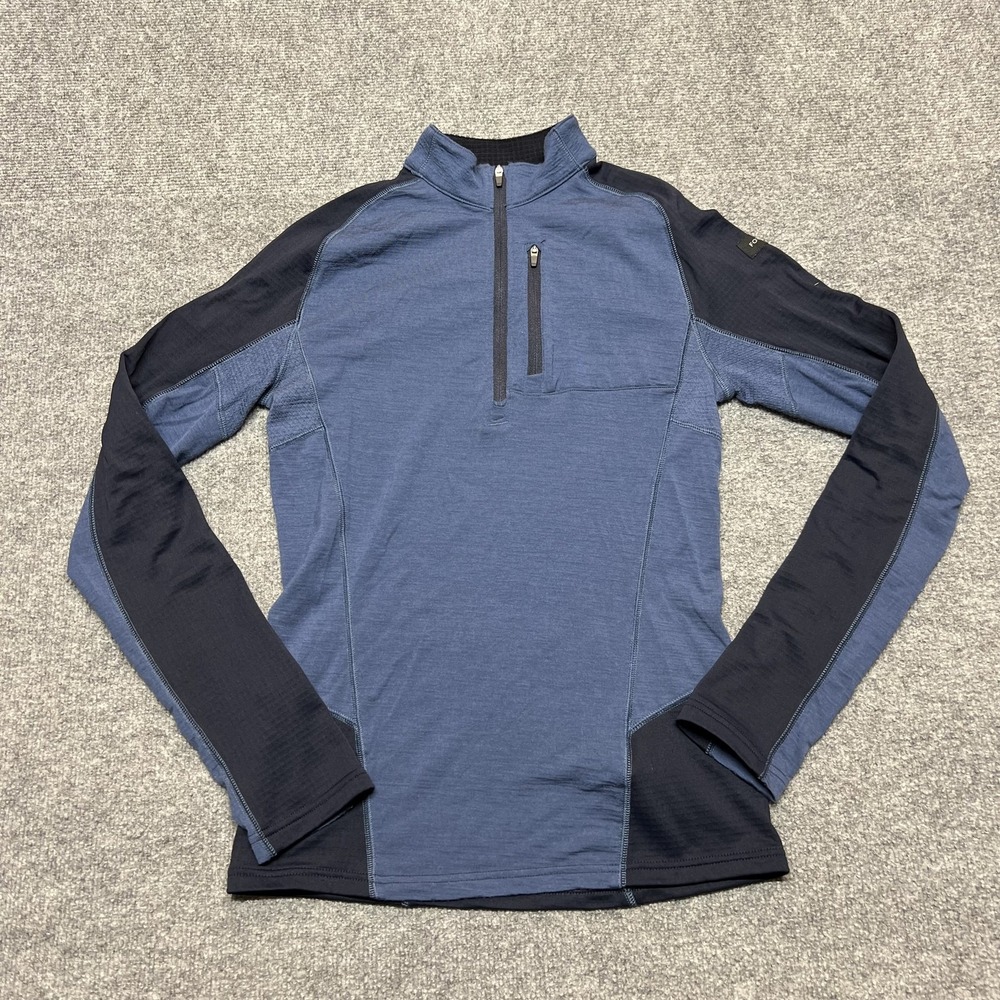 Decathlon Forclaz Pullover Mens XS Blue 1/4 Zip Long Sleeve Thermal Hiking Shirt
